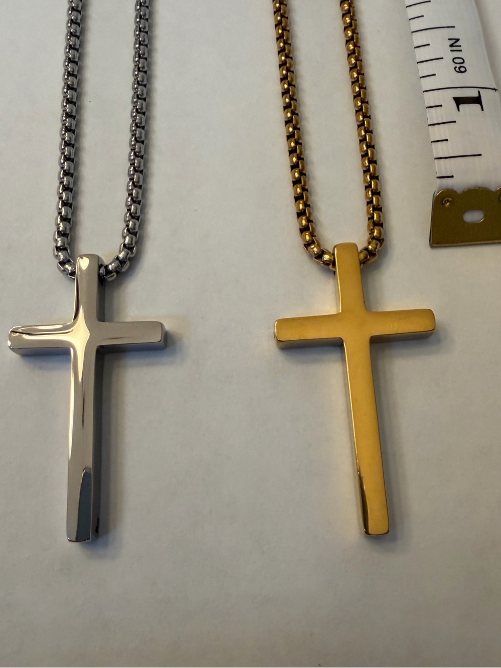 2" CROSS w/ pendant 4 MM 12"chain necklace Stainless Steel